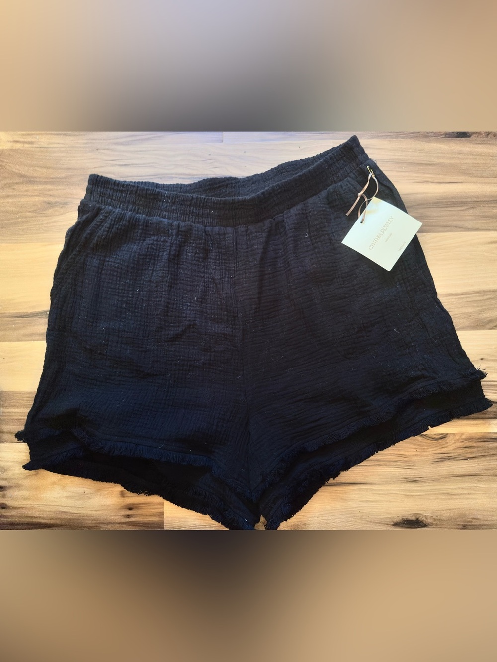 Cynthia Rowley Woman double fringe black shorts with elastic waist. Size 1x NWT